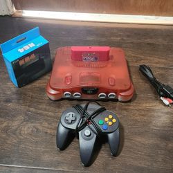 N64 Nintendo 64 Clear Red Console Region Free