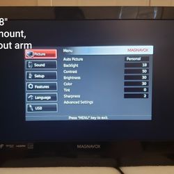 Magnavox wall-mount 18" flat TV