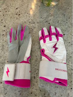 Bruce Bolt Chrome Series Long Cuff Batting Gloves - Pink. Size WS
