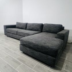 Sectional Black Fabric Couch West Elm Sofa FREE DELIVERY
