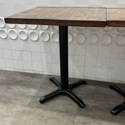 Butcher Block Table With Black Metal Stand 
