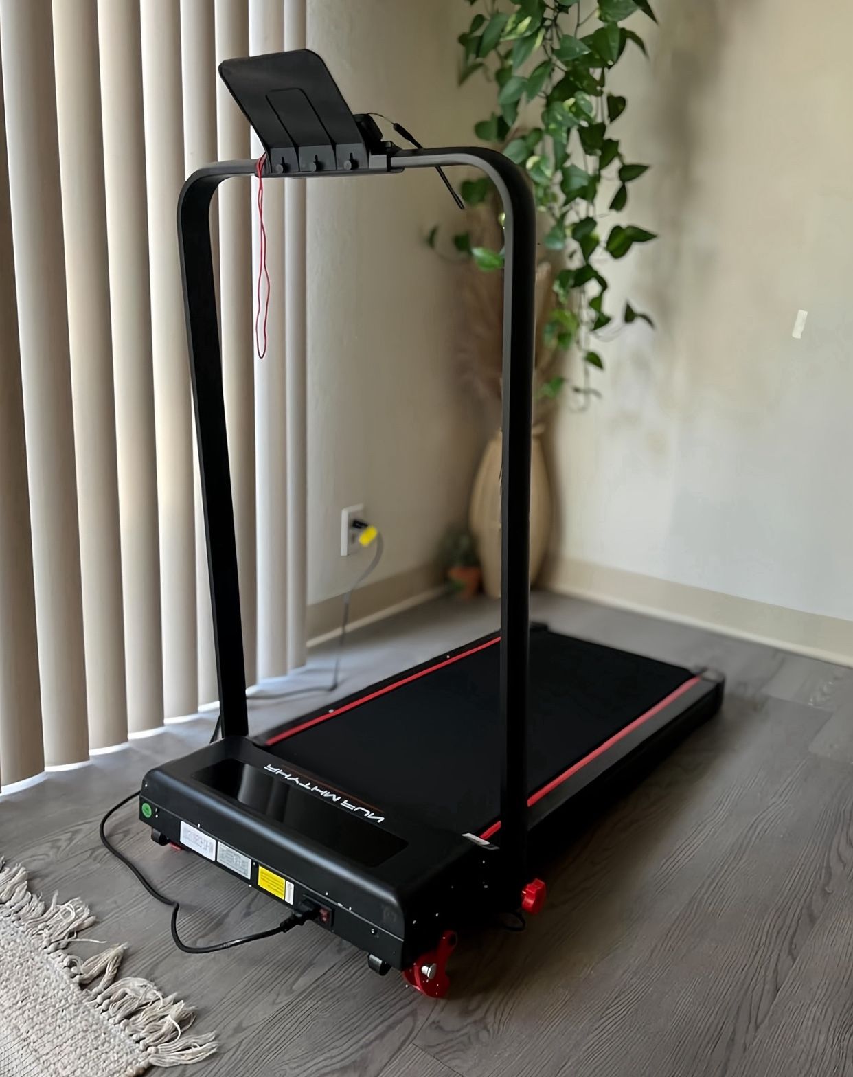 RHYTHM FUN Treadmill with Incline, Walking Pad Treadmill with Handle Bar, Walking Pad with Incline 300lbs Foldable Treadmills with APP, Portable Foldi