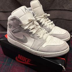 Nike Air Jordan 1 Retro Mid SE Neutral Grey Smoke Grey Sail FQ7720-002 sz 12 Men
