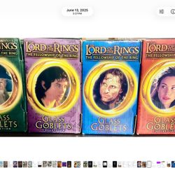 Glass goblets.  Lord Of The rings