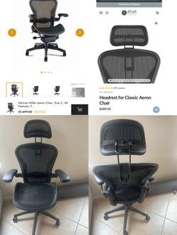 Herman Miller Aeron  Classic B Office Chair + Atlas Headrest – Excellent Condition