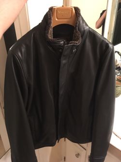 Men Black leather jacket
