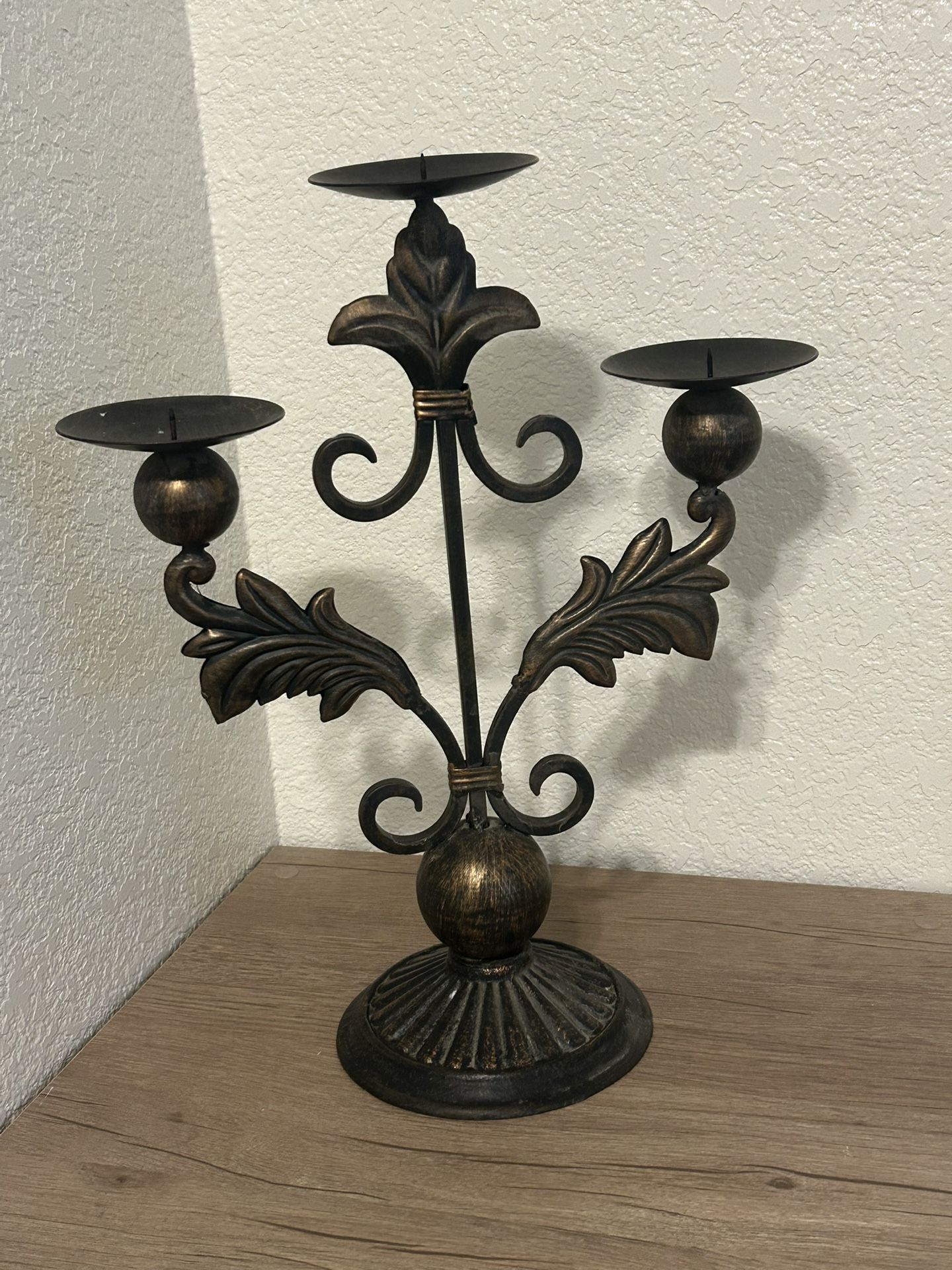 Solid Iron Fleur Di Li Candle Holder