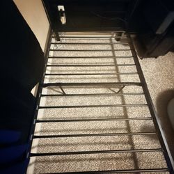 Twin Size Metal Bed Frame w/ Upholstered Headboard (No Mattress)