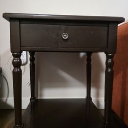 Dark Brown Wood Side Table / Nightstand