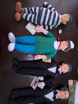 Vintage 15" plush three stooges dolls