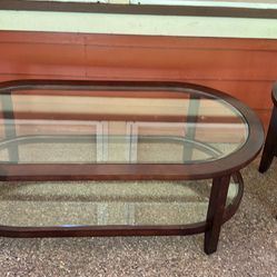 Nice Set Of Glass Coffee And End Tables 