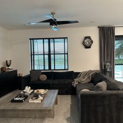 Custom Charcoal Black Velvet Sectional- PICKUP TOMORROW 