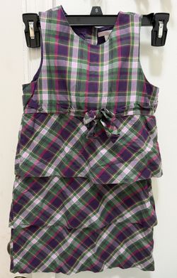 Girl Janie and Jack, size 6, plaid tiered sleeveless dress with bow.