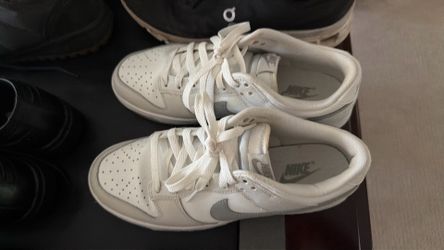 Size 8.5/ Nike Dunk Low/  White- light smoke grey