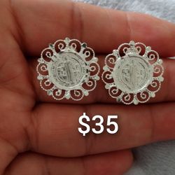 925 Sterling Silver Earrings/Aretes De Plata 925 
