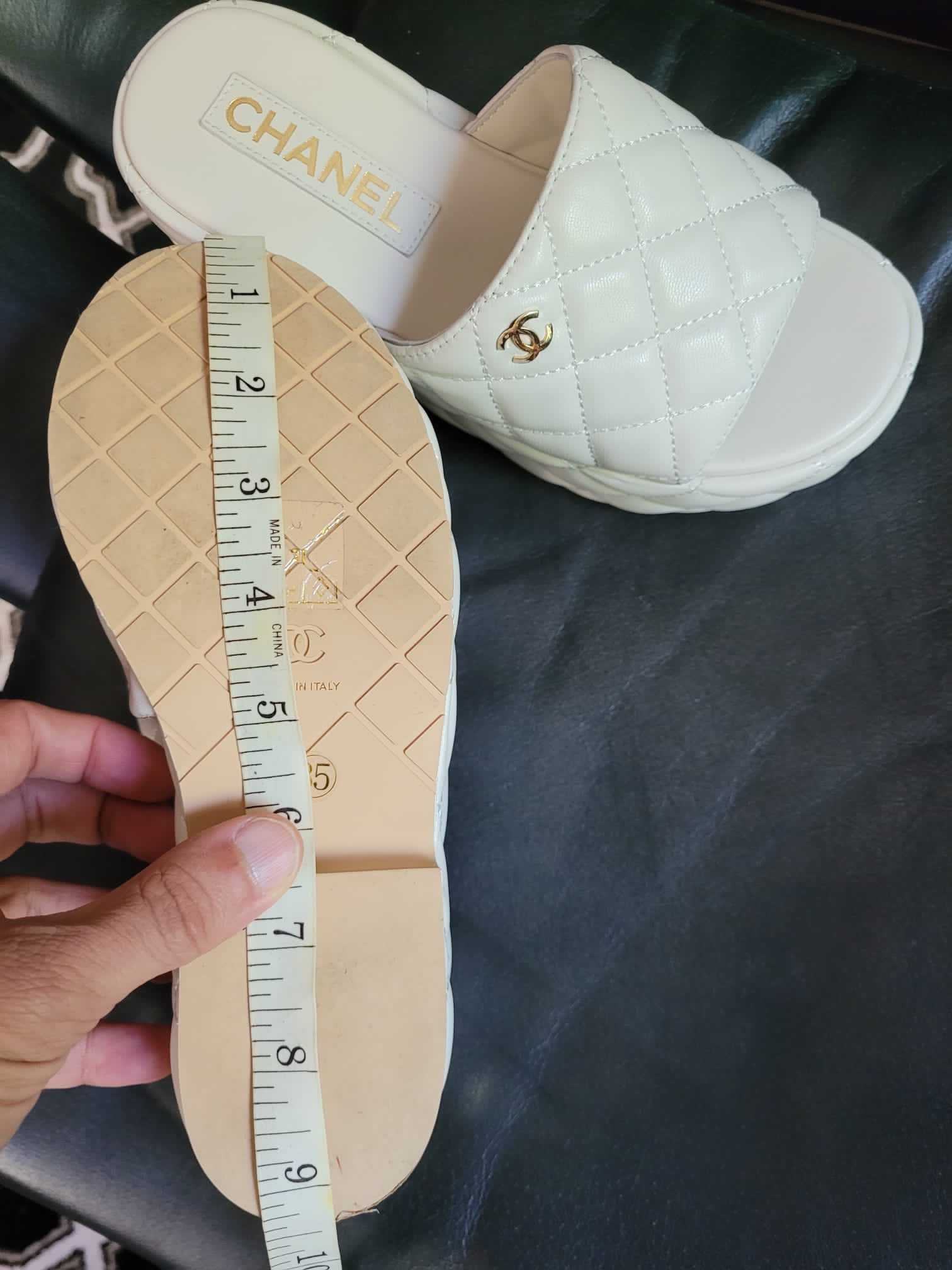 Chanel CC Quilted White Platform Shoes slides sandals size US 5-6 for Sale  in Framingham, MA - OfferUp