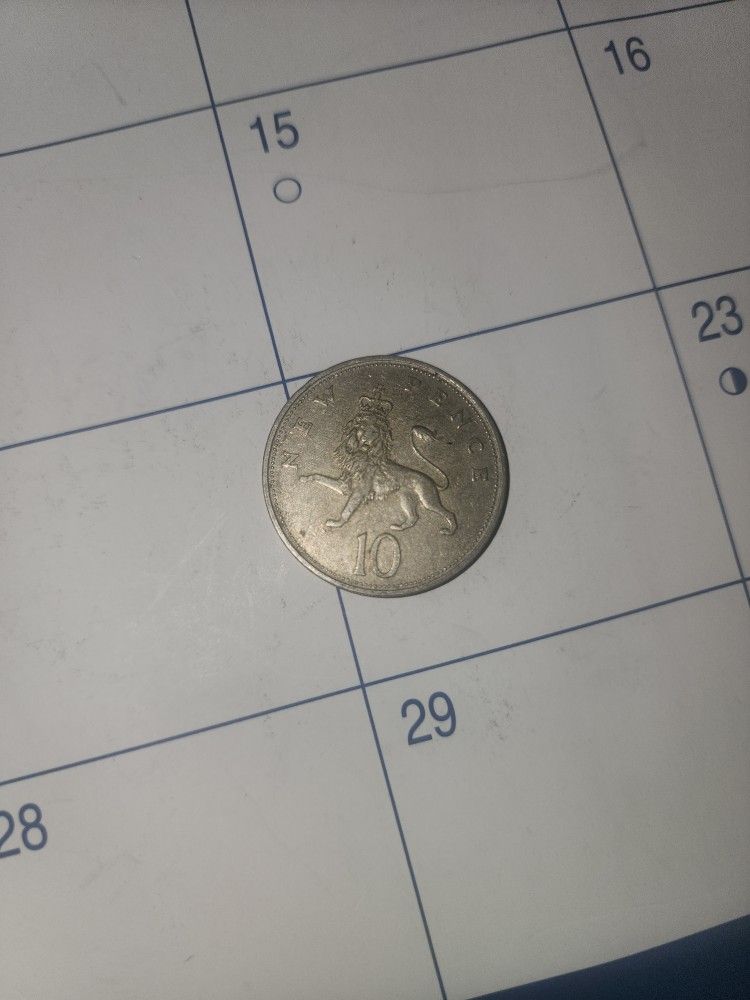 1968 UK 10 New Pence Coin Queen Elizabeth II Great Britain England