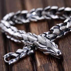 Sterling Silver Dragon Link Bracelet