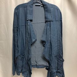 Denim & Co. Open Drape Patch Pocket Indigo Jacket