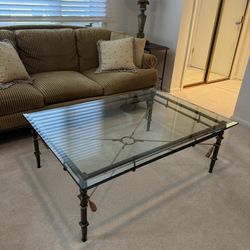 Antique Bronze and Glass Coffee Table