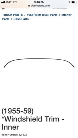 1955-59 Windshield Trim Inner Side. Painted. Can be chromed or repainted. Used (original equipment)