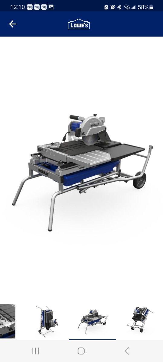Kobalt 15Amp 10inBlade Corded Wet Sliding Table Tile Saw, 57 OFF
