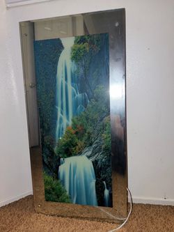 vintage motion light up waterfall mirror with sound of water and birds.