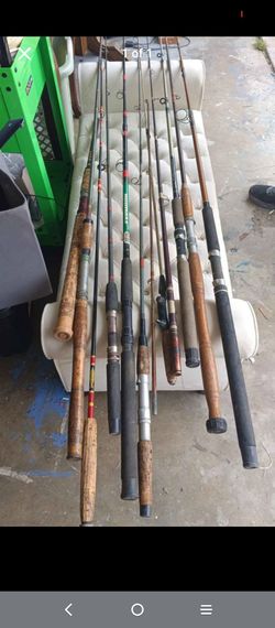 Bunch of vintage fishing poles from 1940 to 1950