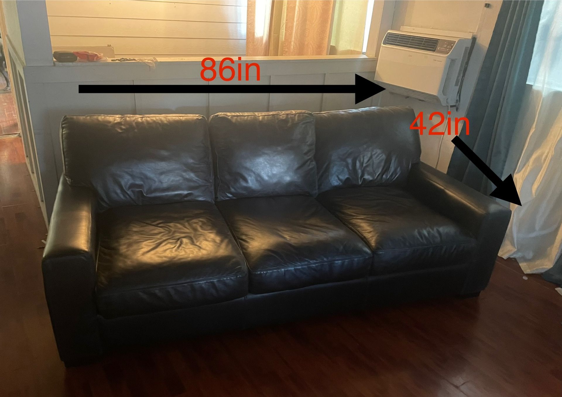 Black Italian Leather Sofa Couch By CityCraft (DELIVERY AVAILABLE)