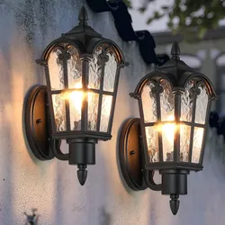 16" 2 Outdoor Wall Light Fixtures Waterproof Black Porch Sconces Garage