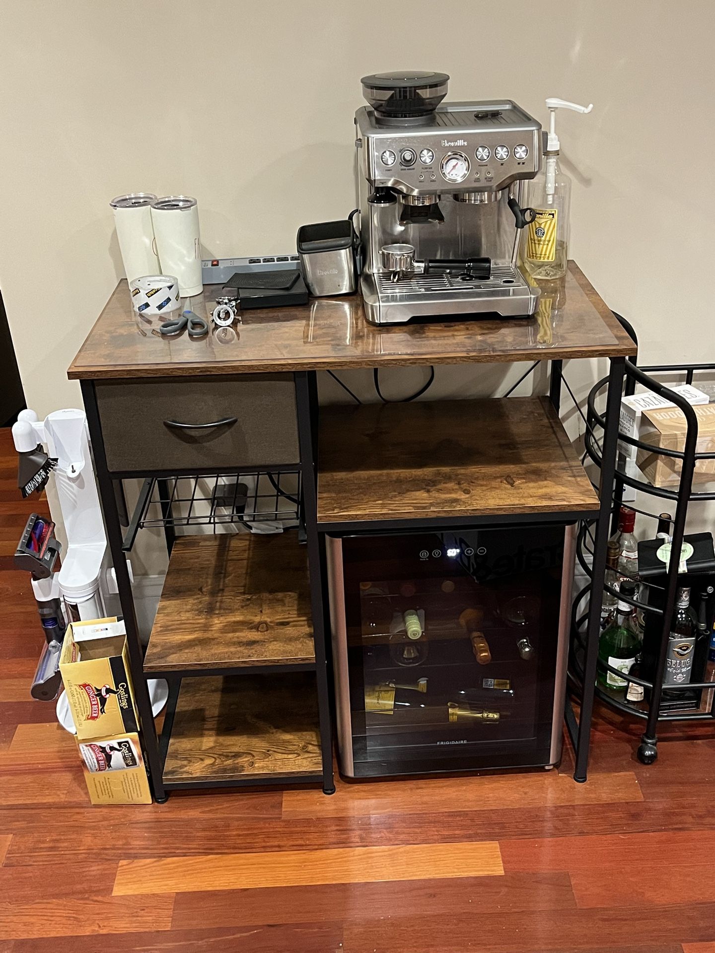 Bakers Racks for Kitchens with Storage Mini Fridge Stand Bar Cabinet with Mini Fridge Space