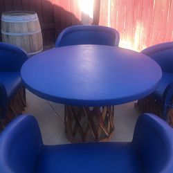 Patio Set Rustic Spanish Leather&wood