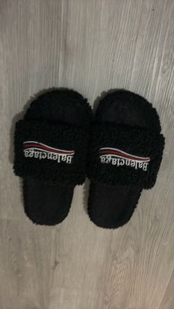Balenciaga Fluffy Slide Slippers Black