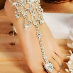 Crystal Over Silver Alloy Anklet
