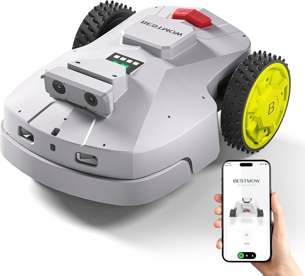 Robot Lawn Mower — 1.5 Acre Ultra Quiet Self Charging Robot Mower, Up to 4 inches Cutting Height, Robotic Lawn Mowers with RTK+4 Eye Vision, Mapping a
