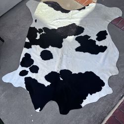 Black and White Texas Cow Hide Area Rug