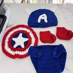 Captain America Baby Crochet Costume 