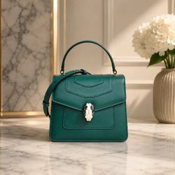 Bvlgari Green Serpenti Forever Top Handle Small Bag