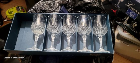 Vintage Cristal d'Arques "Longchamp" Crystal Wine Glasses - Set of 5 (Made in France)