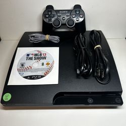 Sony PlayStation 3 PS3 Slim Black Console 160GB, TESTED & WORKING! MLB The Show 13