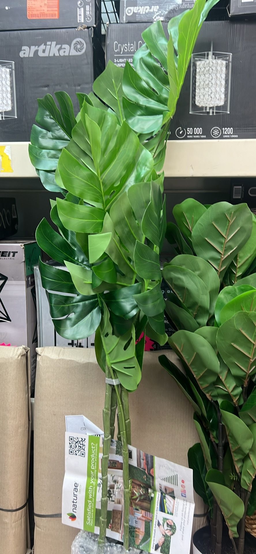 Artificial Tree Faux Monstera Deliciosa Plant for Home Indoor and Outdoor with 15-Split Leaves Faux