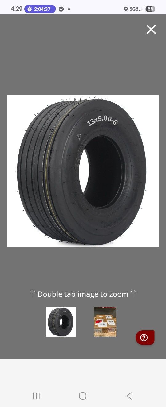 GICOOL 13x5.00-6 Tubeless Lawn Mower Tire, Riding Lawnmower Straight Rib Tread, 4 Ply