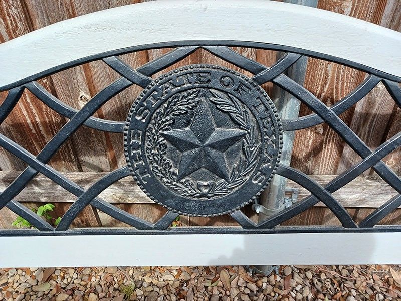 Texas Lone Star State Seal Cast Iron Outdoor Garden Porch Bench for