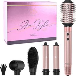 Brightup Air Styler, Hair Dryer Brush with 110000 RPM High-Speed Negative Ionic Blow Dryer, Auto Wrap Curlers, Professional Multi Hair Styler for Fast