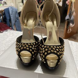 Gold & black Heels 