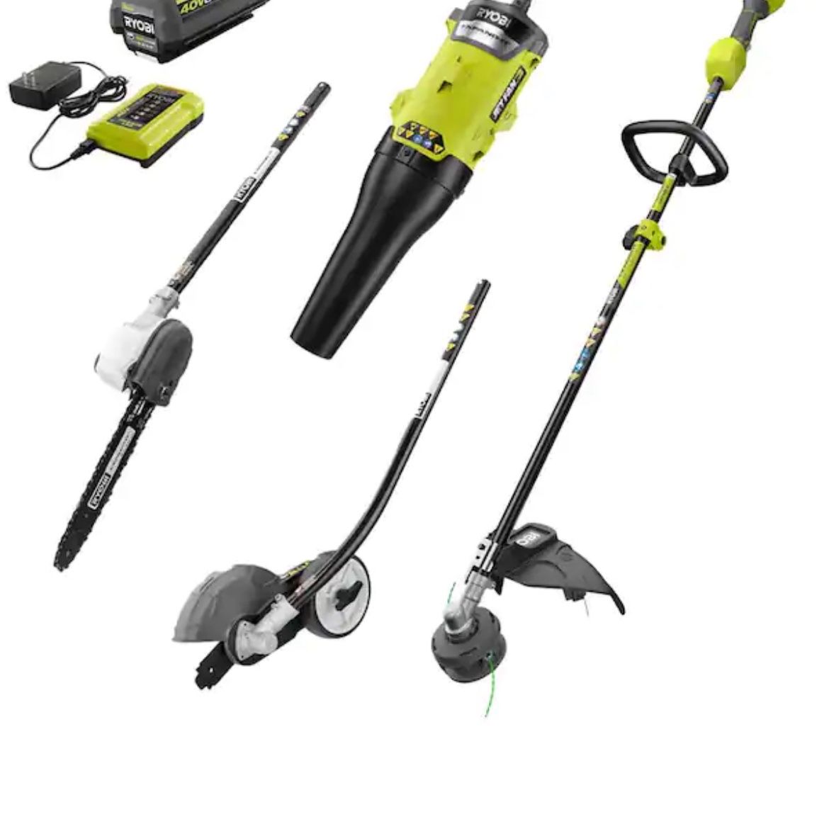 40V Expand-It Kit with String Trimmer, Edger, Pole Saw & Leaf Blower Attachments with 4.0 Ah Battery and Charger