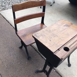 Mid-19Th Century Children’s School Desk With Chair