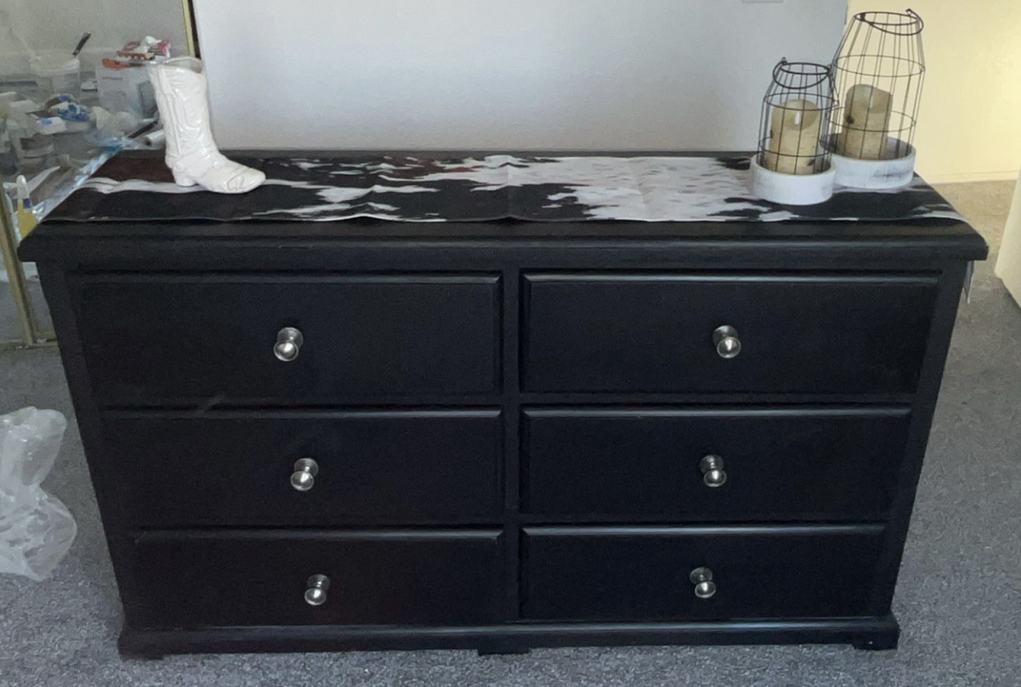 Black Dresser Solid Wood Deep Drawers