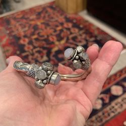 ROSE Quartz S/P BANGLE BRACELET 