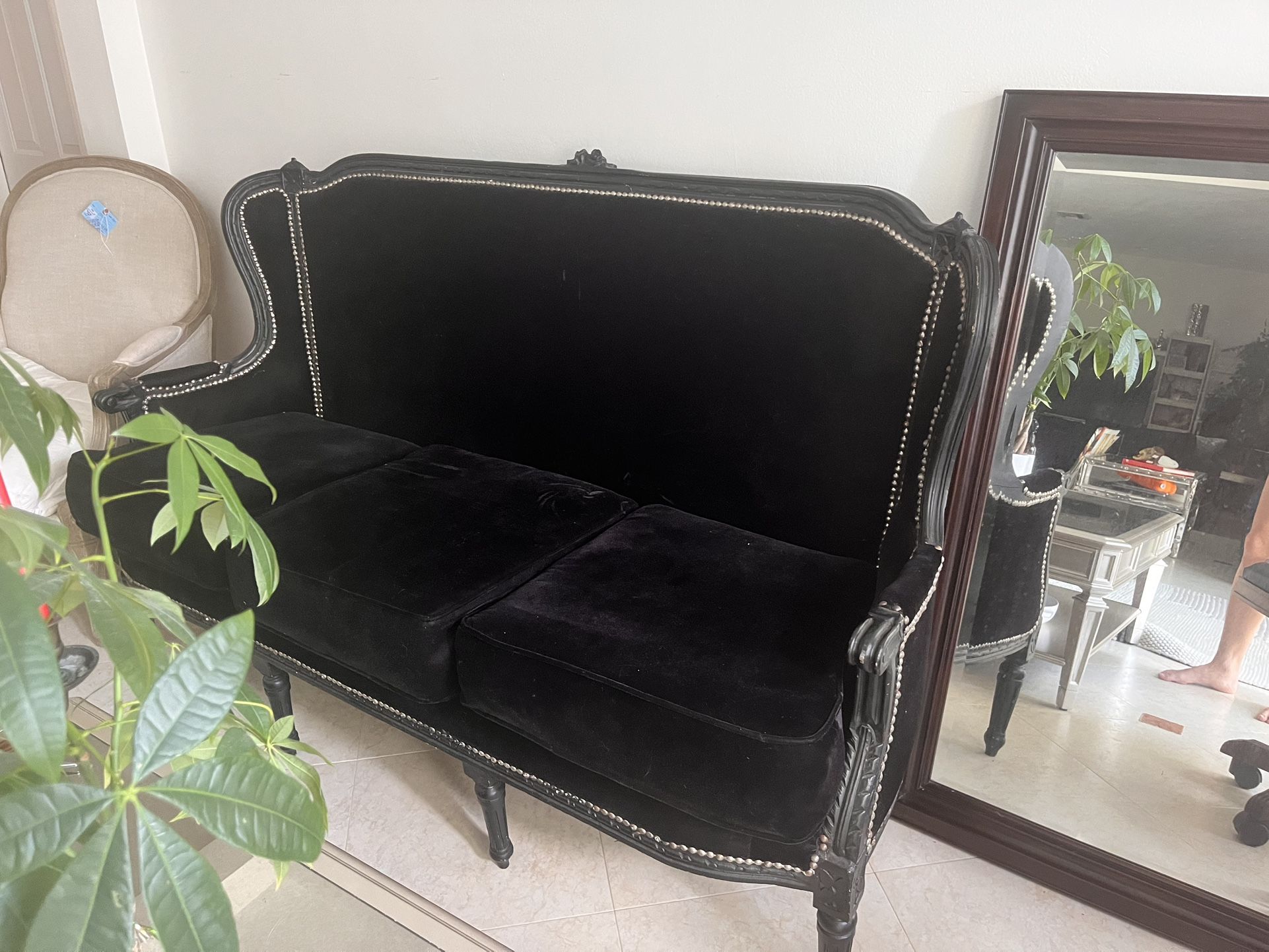 Black Velvet Sofa